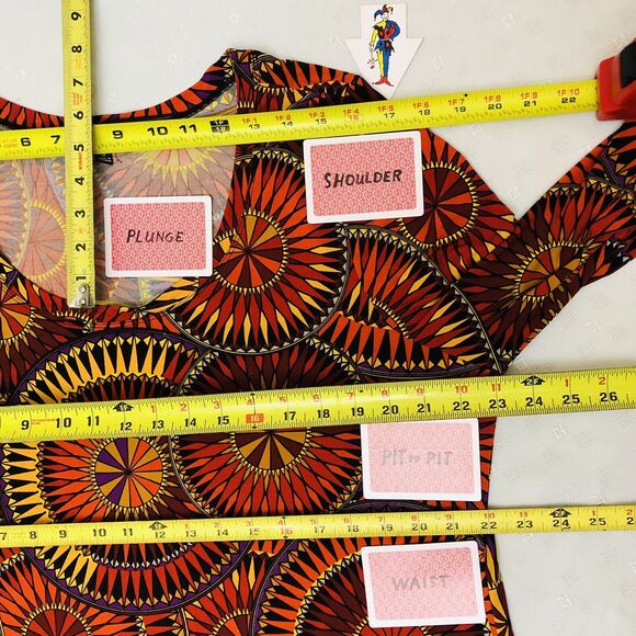 Premise Tunic Top Womens 1X Shark Bite Colorful Orange 3/4 Ruched Sleeve Boho - Picture 7 of 11